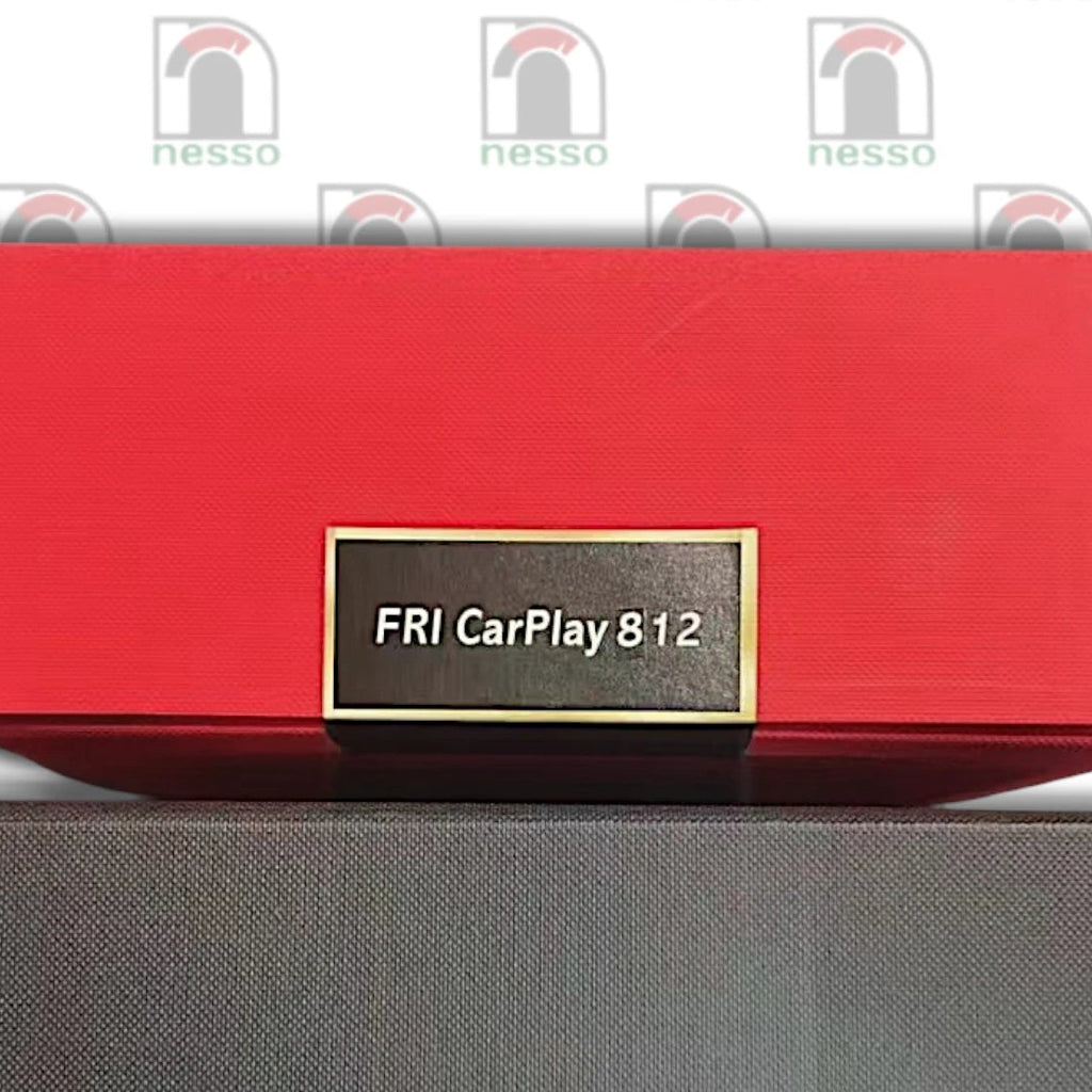 Two electronic devices labeled 'FRI CarPlay B12' with a white background with 'nesso' branding.